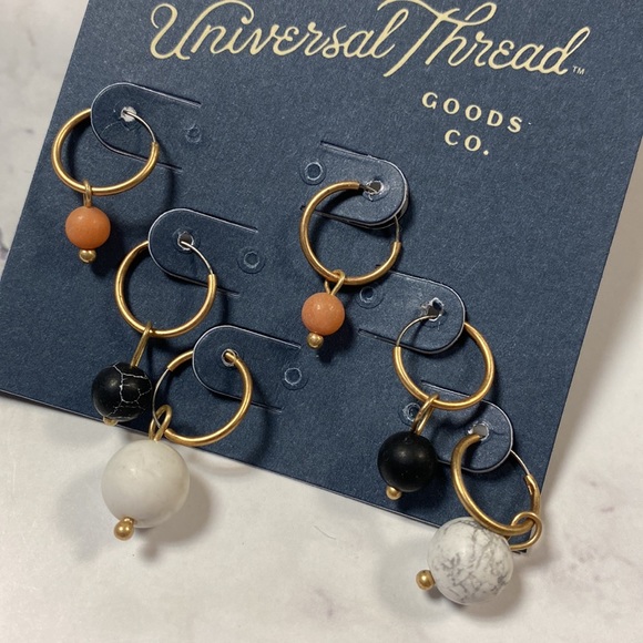 🛍 6 for $35 • NWT Universal Thread Semi-Precious Stone Small Hoop Earring Set - Picture 2 of 5